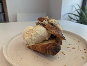 Cookie dough Croissant with Marillen Eis! at From Julia in Salzburg