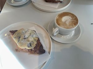 Cookie dough croissant and Cappuccino  at From Julia in Salzburg
