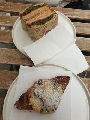 Schnitzel Sandwich and cookie croissant at From Julia in Salzburg