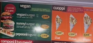 Vegan menu and chips at Peterland Masterchips in Albano Laziale