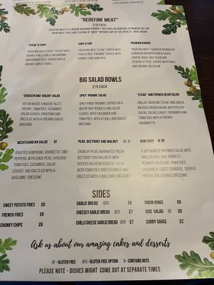 Menu   at The OakTree in Leigh-on-sea