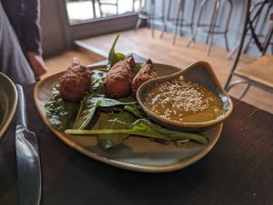 'Chicken' drumsticks with curry sauce at The OakTree in Leigh-on-sea