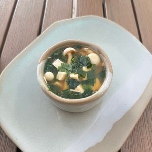 Miso Soup- with trumpet mushrooms, tofu and scallions at Jackson's Bistro in Tampa