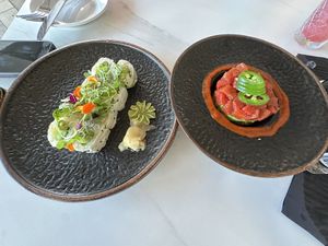 Spicy “tuna” appetizer was the start of the show (rt)and garden roll  at Jackson's Bistro in Tampa