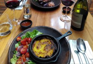 Pastel de choclo was delicious and very filling at Peumayén Ancestral Food in Santiago