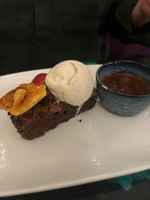 Brownie "petit dessert" (came with coffee and option upgrade of liquor) at AMPM Restaurant in Belfast