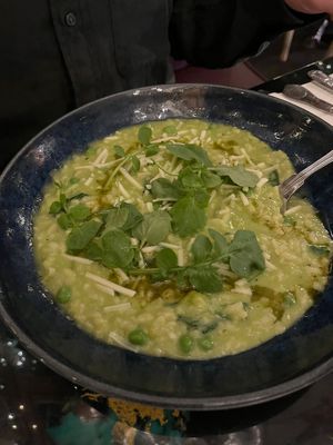 Risotto with vegan cheese (creamy but not sickeningly cheesy) at AMPM Restaurant in Belfast
