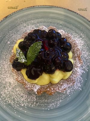 Blueberry tart at GRASS in Ibiza