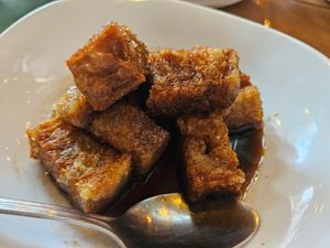 Adobo, a bit salty for my taste at Satya Graha in Los Banos