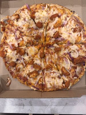Vegan Chik’n Fingers, Red Onions and Vegan Cheeze to make it a Vegan Pozz  at Mr Singh's Pizza in Brampton