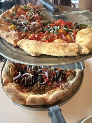 The veg farmer pizza and the spc both veganized    at Sonoma Pizza Co in Forestville