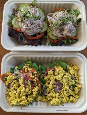 Not-tuna salad and vegan farmstand at Bageltopia in Berkeley