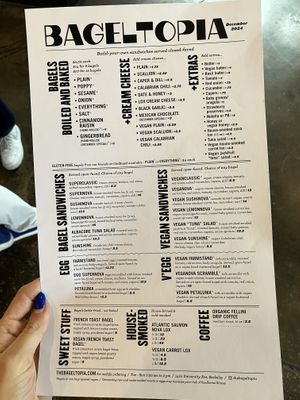 Half the menu is vegan!!  at Bageltopia in Berkeley