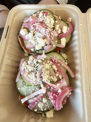 Mediterranean bagel  at Bageltopia in Berkeley