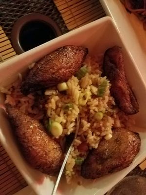 rice and salad included at Bamboo Fire Cafe in Delray Beach