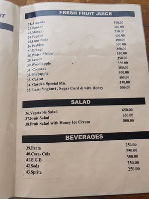 Menu at Bees Honey Cookery & Restaurant in Ella