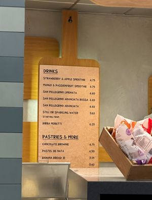 Menu - ask abt plant milk for smoothies  at AMS - The Oven  in Schiphol