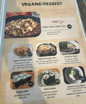 Menu  at Udzuki in Panglao
