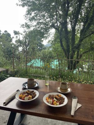 Apricot granola with fruits and soya curd  at Backwoods Bakery in Dharamshala