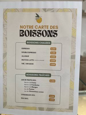 Drink menu  at Giardino - Pop-Up in Paris