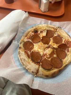 My vegan personal size pizza with Impossible pepperoni  at Galassi's Sub Shop in North Tonawanda