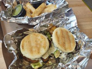 Arepas and yucca fries at Four Brothers   in San Antonio