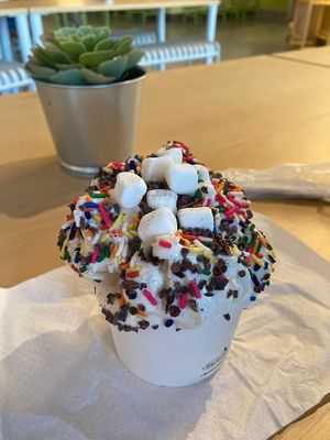 vanilla ice cream with sprinkles, cacao nibs, and marshmallows  at SNÖBERG in San Francisco