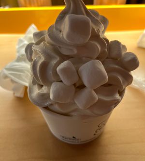 Vanilla soft serve with vegan marshmallows! (excuse the horrid lighting)  at SNÖBERG in San Francisco