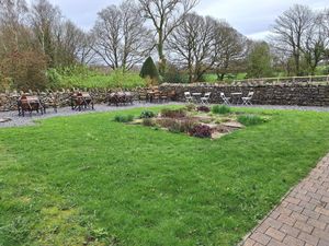 Outdoor seating and tables also inside at The Barn Cafe in Ulverston