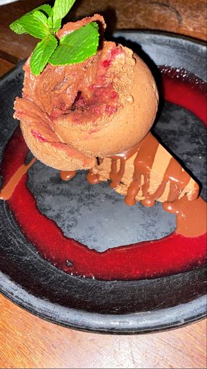 Torta de chocolate con helado chocolate  at Cafe Zorba in Medellin