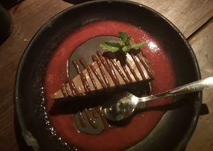 chocolate cake at Cafe Zorba in Medellin