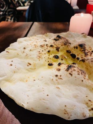 Pizza bread (comes with the hummus)  at Cafe Zorba in Medellin