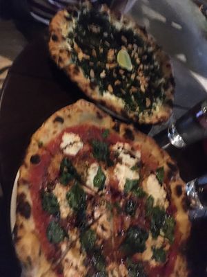 The 2 vegan pizzas  at Cafe Zorba in Medellin