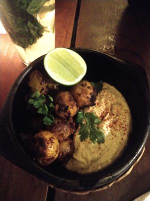 Bravas...potato with alioli at Cafe Zorba in Medellin