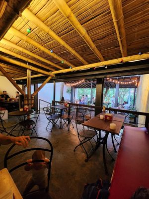 Inside tables at Cafe Zorba in Medellin