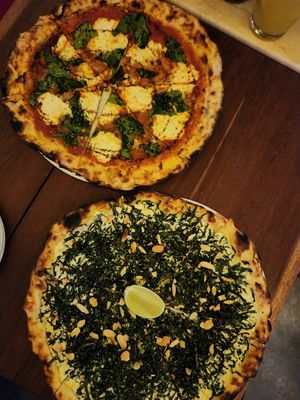 2 vegan pizzas at Cafe Zorba in Medellin