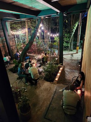 Outside downstairs at Cafe Zorba in Medellin