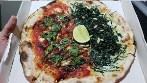 Vegan half and half to go at Cafe Zorba in Medellin