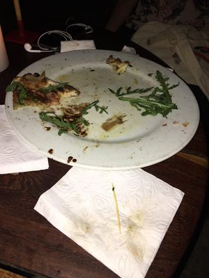 Wood-stick inside my pizza! at Cafe Zorba in Medellin