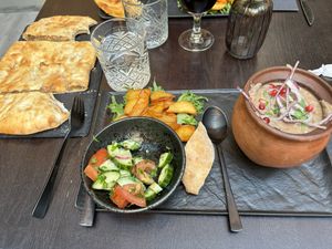 Lobio bean stew and Lobiani bean bread  at Ravintola Rioni in Helsinki