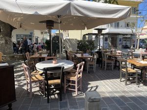 Outdoor seating   at Sterja in Crete