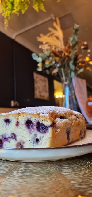 Blueberry and lemon loaf cake (our cakes are always vegan) at Lafayette's Margate in Margate