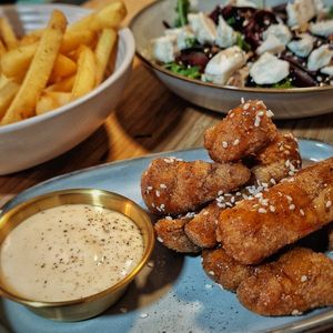Spicy sticky sesame vegan chicken goujons GF at Lafayette's Margate in Margate