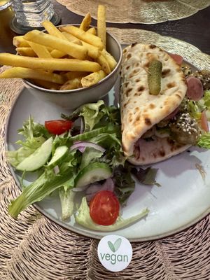 Plant-based spiked maple chicken flatbread  at Lafayette's Margate in Margate