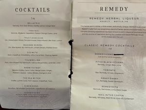 Drink menu   at 3 Howls Remedy House in Vancouver