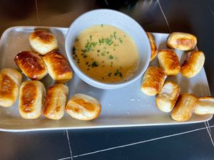 Pretzel bites and beer cheeze   at 3 Howls Remedy House in Vancouver