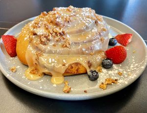 A big ol’ cinnamon roll   at 3 Howls Remedy House in Vancouver