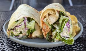 Buffalo Cauliflower Wrap at 3 Howls Remedy House in Vancouver