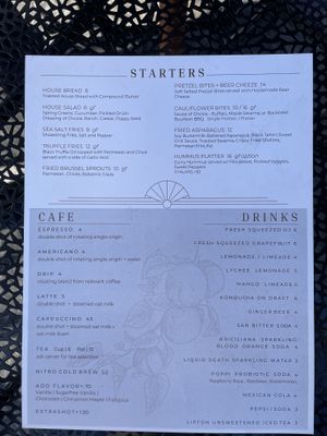 Menu  at 3 Howls Remedy House in Vancouver