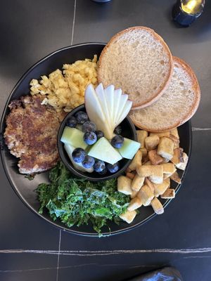 Just egg, house made sausage breakfast  at 3 Howls Remedy House in Vancouver